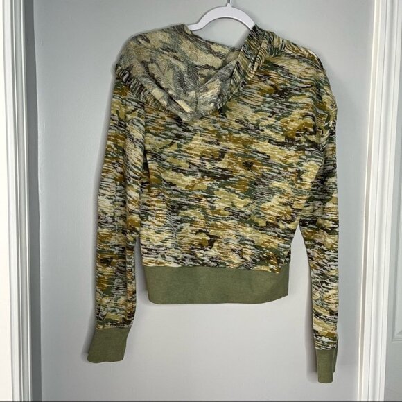Free People Army Green Camouflage Hooded Sweatshirt Size Medium - Picture 6 of 6